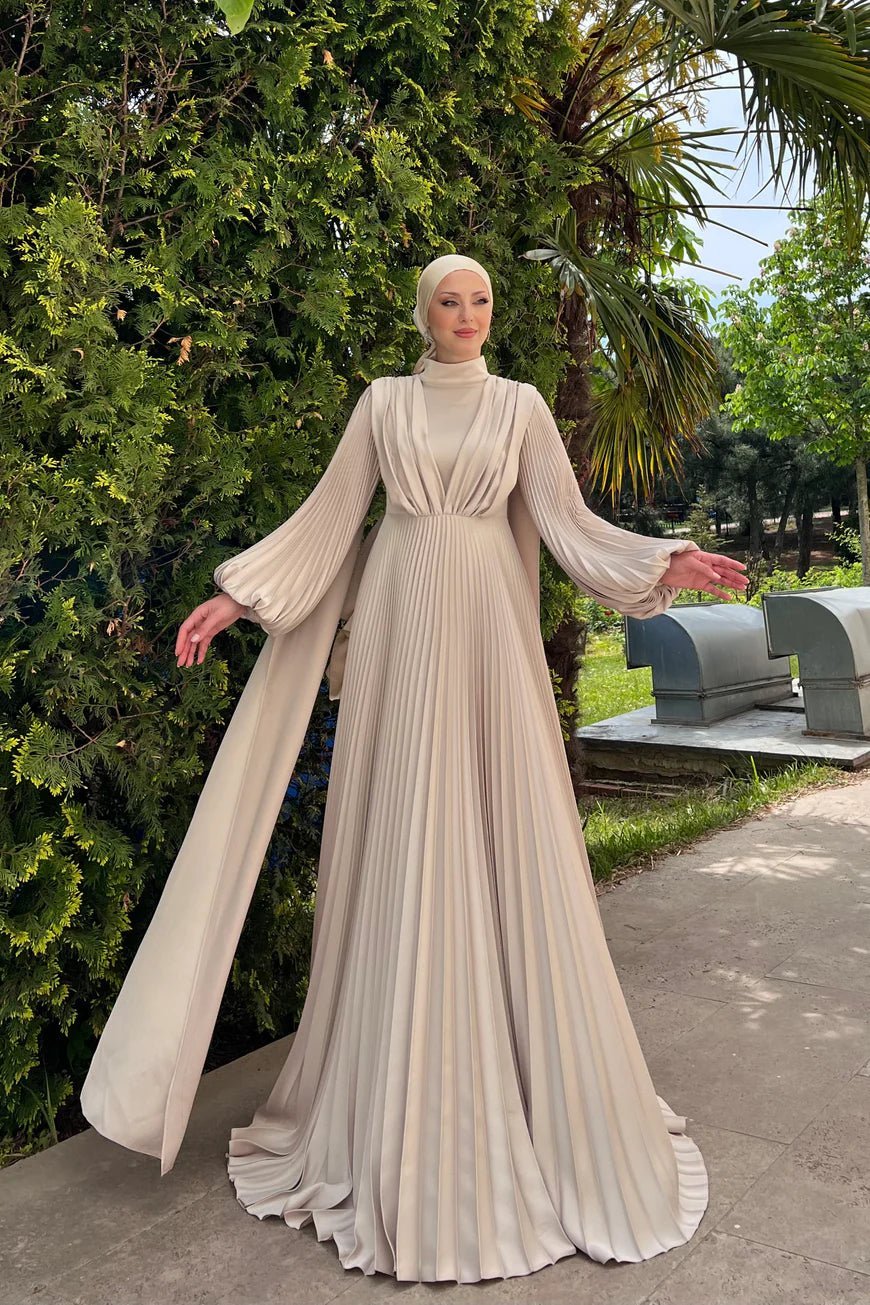 Lilya Tesettür Abiye - FioraofDress - tesettur - abiye - 44 - bejj - hijab - evening - dress
