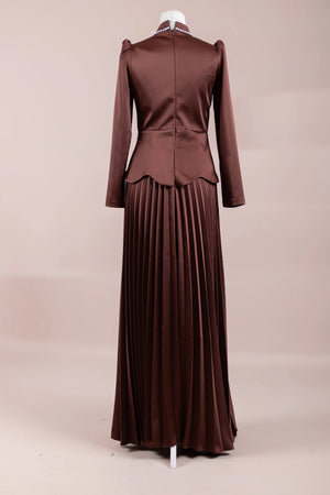 Lolita Tesettür Abiye - FioraofDress - tesettur - abiye - gold kahve - 38 - hijab - evening - dress