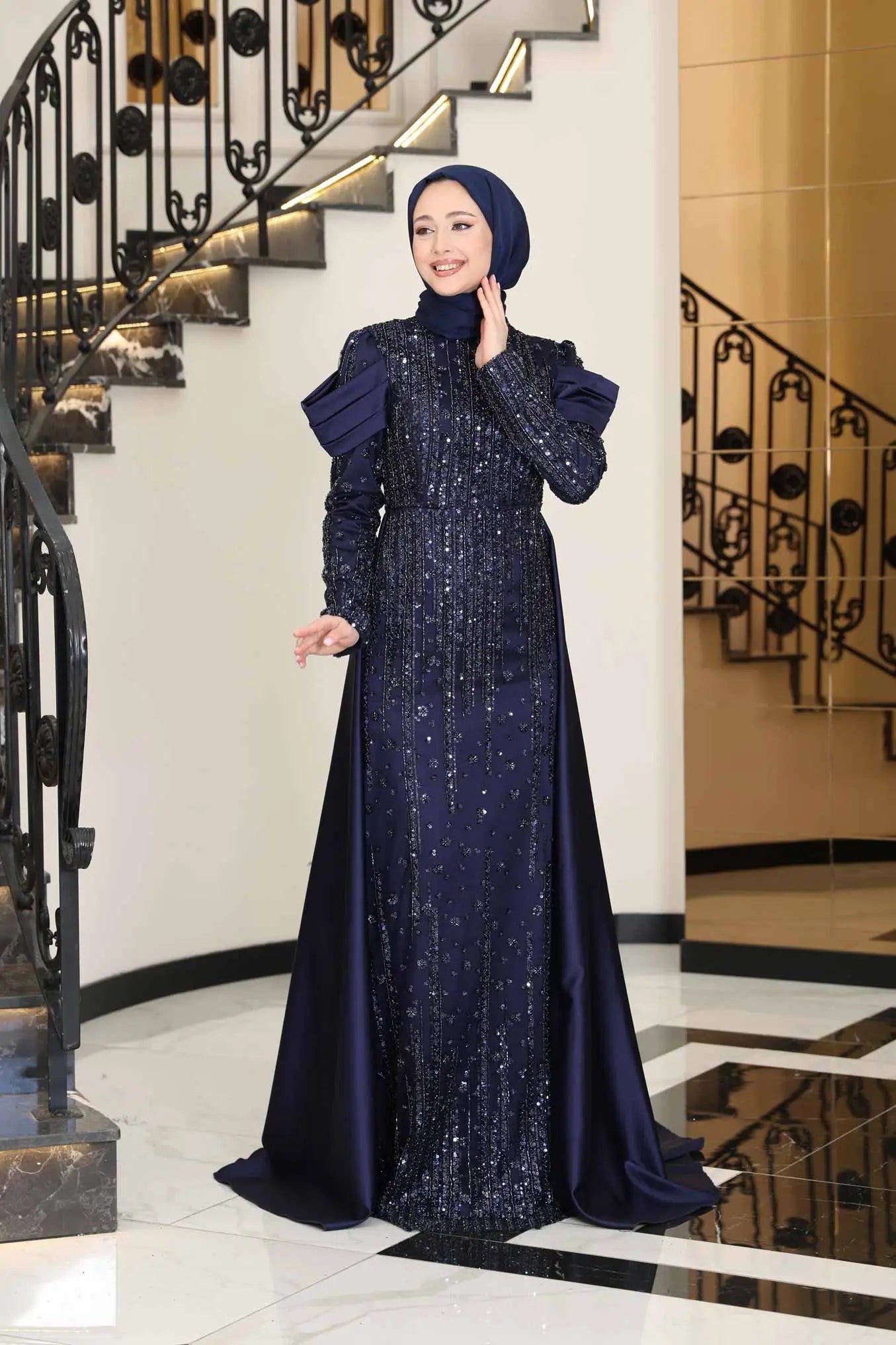 Manolya Tesettür Abiye - FioraofDress - tesettur - abiye - 38 - lacivert - hijab - evening - dress