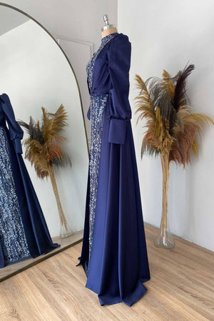 Matmazel Tesettür Abiye Lacivert - FioraofDress - tesettur - abiye - 48 - hijab - evening - dress
