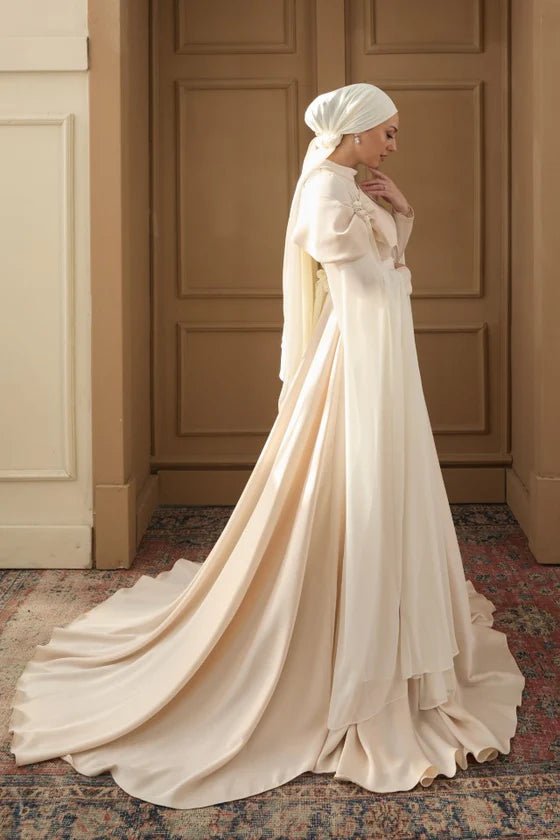 Melisa Taşlı Tesettür Abiye - FioraofDress - tesettur - abiye - 36 - Ekru - hijab - evening - dress