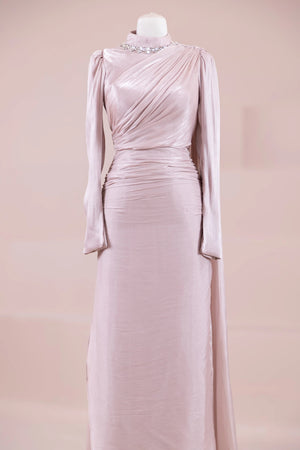 Melya Tesettür Abiye - FioraofDress - tesettur - abiye - Pudra - 38 - hijab - evening - dress