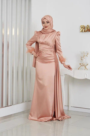 Merinette Tesettür Abiye - FioraofDress - tesettur - abiye - 44 - bronze - hijab - evening - dress