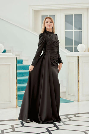 Mihri Tesettür Abiye - FioraofDress - tesettur - abiye - Siyahh - 38 - hijab - evening - dress