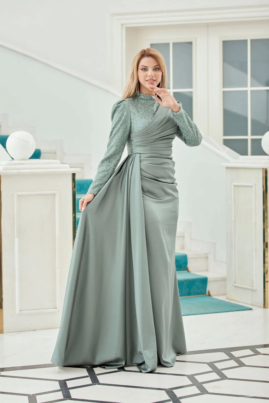 Mihri Tesettür Abiye - FioraofDress - tesettur - abiye - mint - 38 - hijab - evening - dress