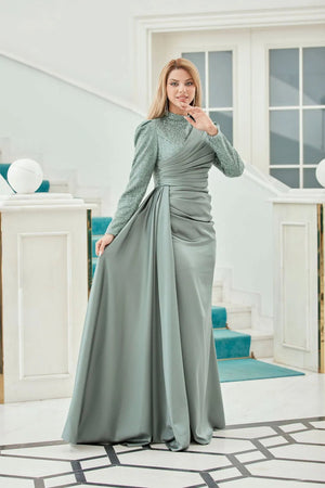 Mihri Tesettür Abiye - FioraofDress - tesettur - abiye - mint - 38 - hijab - evening - dress