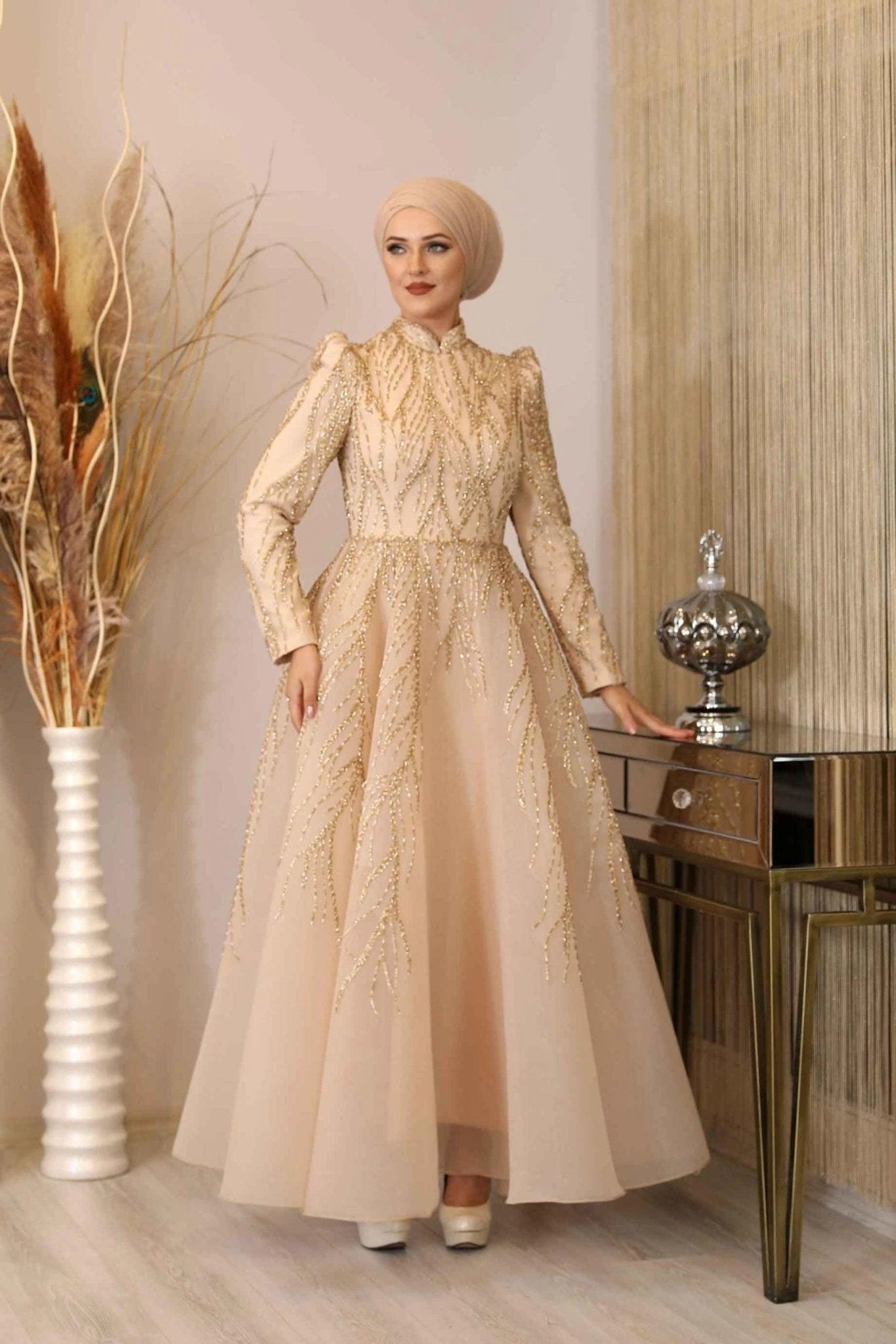 Mihrimah Abiye - FioraofDress - tesettur - abiye - 54 - Beyaz - hijab - evening - dress
