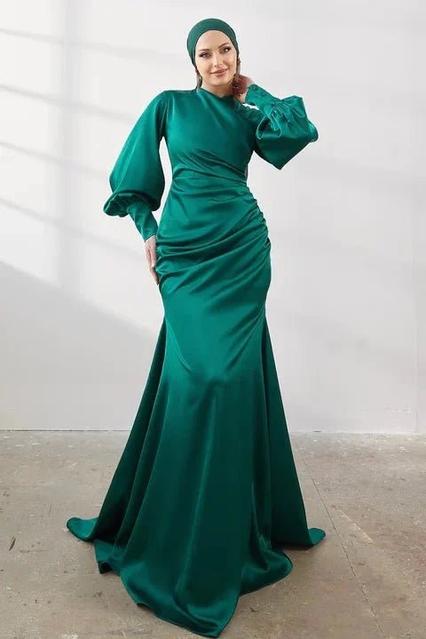 Minel Zümrüt Tesettür Abiye - FioraofDress - tesettur - abiye - 44 - zümrüt - hijab - evening - dress
