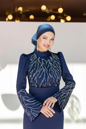 Narin Tesettür Abiye - FioraofDress - tesettur - abiye - 36 - lacivert - hijab - evening - dress