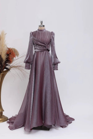 Naz Abiye - FioraofDress - tesettur - abiye - 38 - Mürdüm - hijab - evening - dress