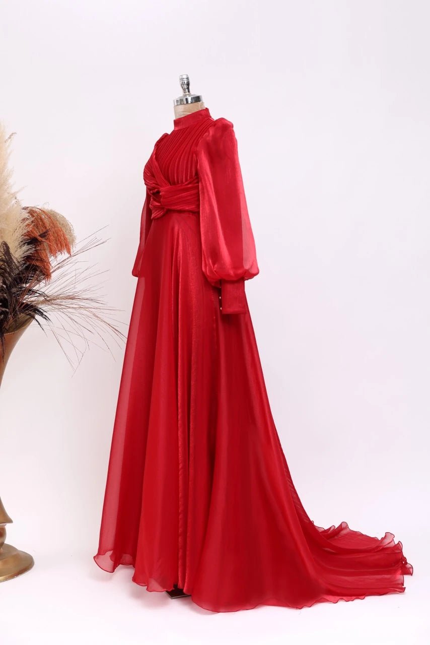 Naz Abiye - FioraofDress - tesettur - abiye - 38 - Kırmızı - hijab - evening - dress