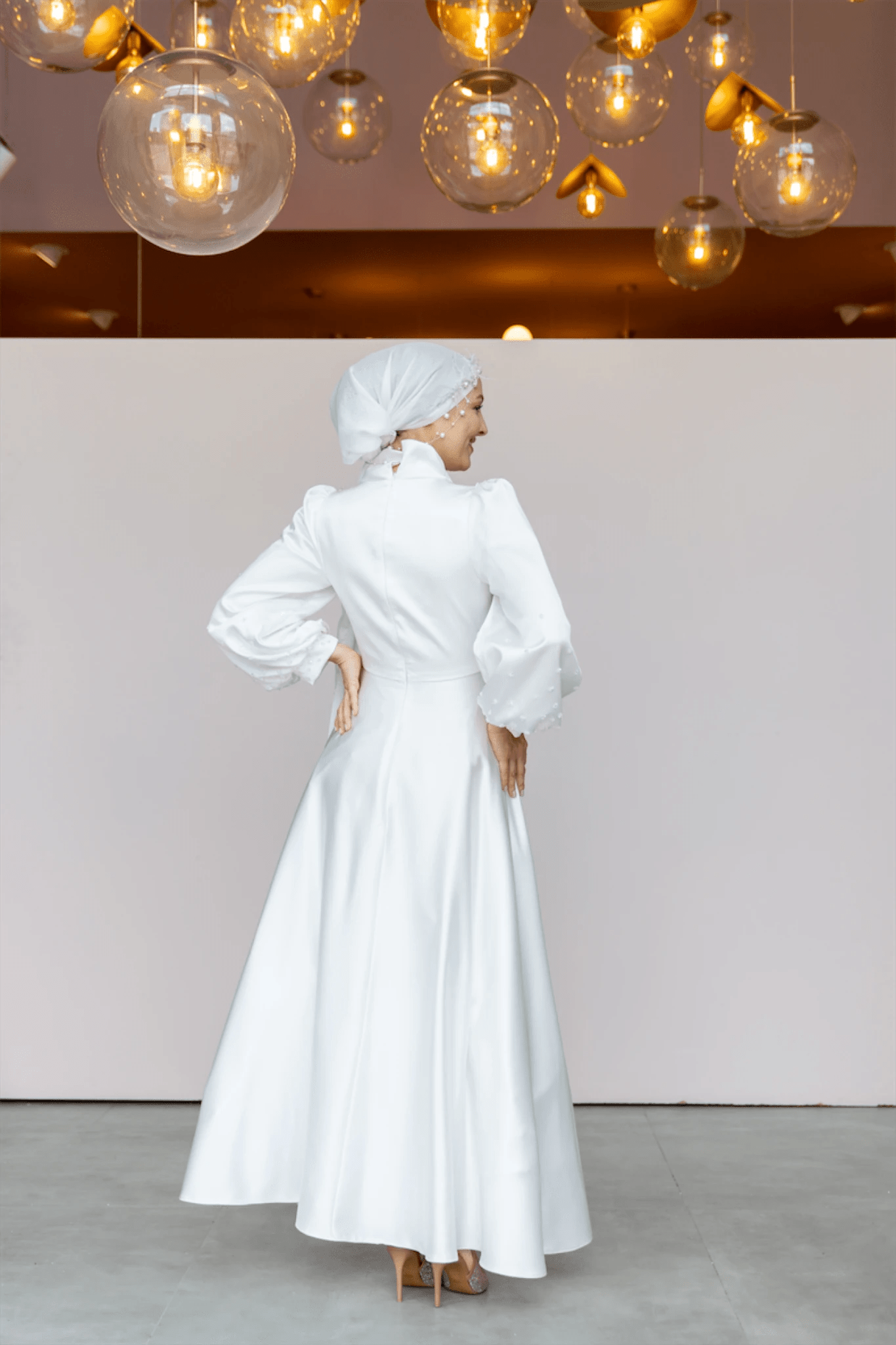 Neck Tesettür Abiye - FioraofDress - tesettur - abiye - 46 - Beyaz - hijab - evening - dress