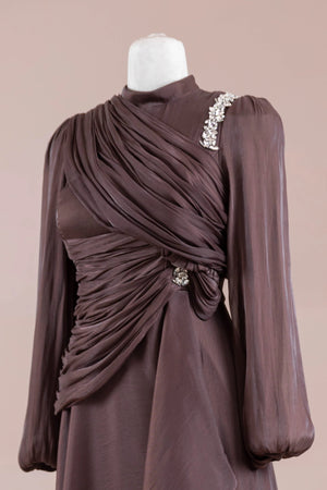 Nedya Tesettür Abiye - FioraofDress - tesettur - abiye - Mocha - 38 - hijab - evening - dress