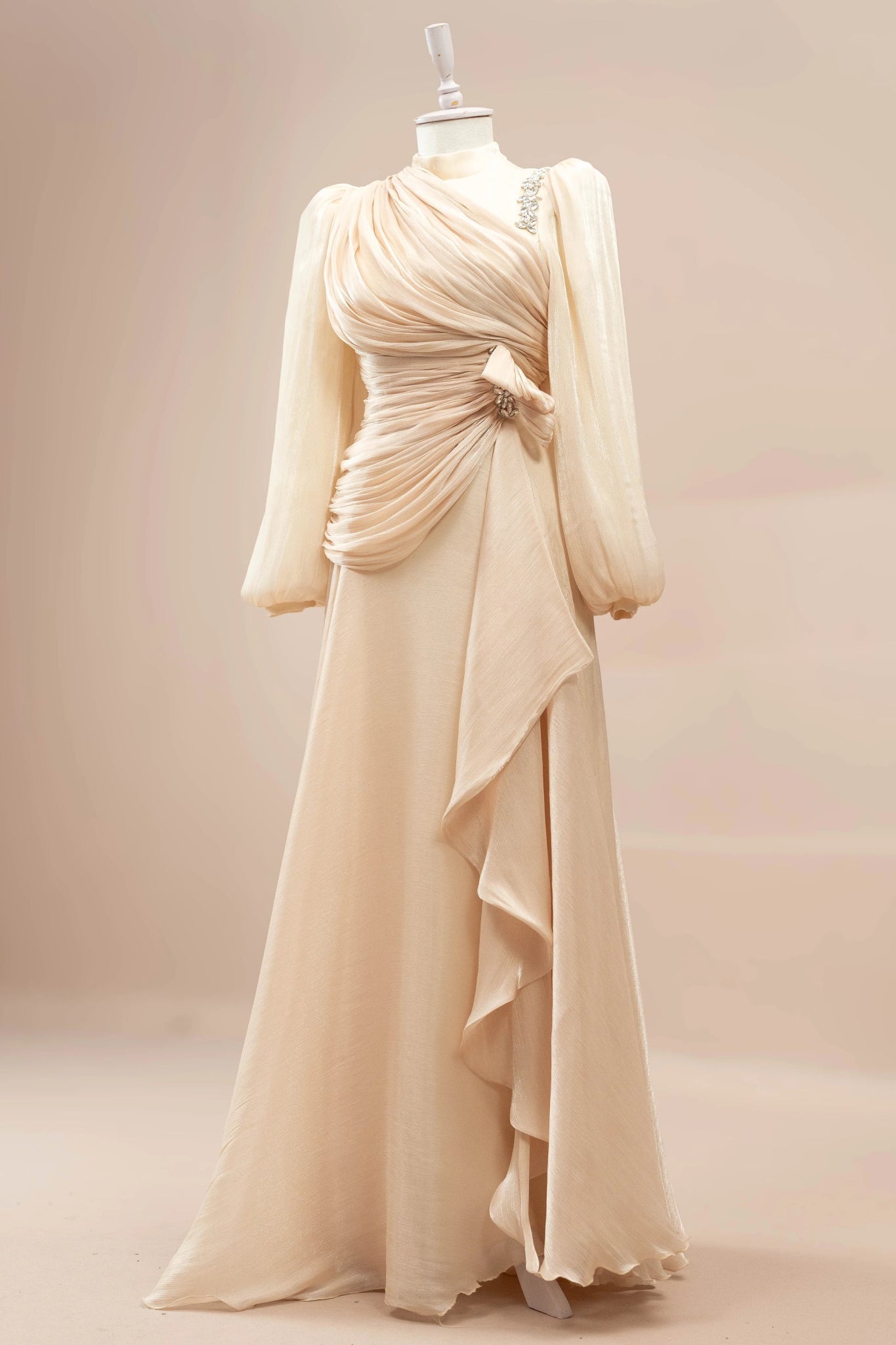 Nedya Tesettür Abiye - FioraofDress - tesettur - abiye - Ekru - 38 - hijab - evening - dress