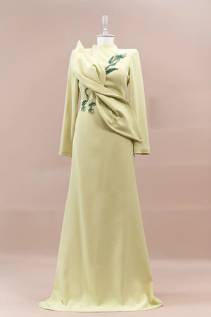 Nira Tesettür Abiye - FioraofDress - tesettur - abiye - Limon - 38 - hijab - evening - dress