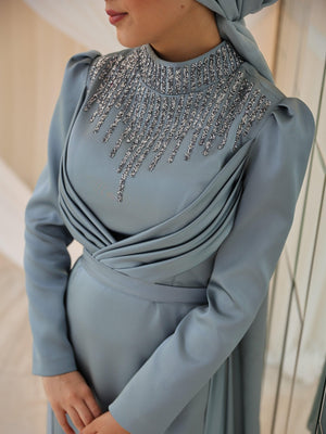 Nisa Tesettür Abiye - FioraofDress - tesettur - abiye - YAĞ YEŞİLİ - 38 - hijab - evening - dress