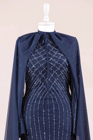 Niva Tesettür Abiye - FioraofDress - tesettur - abiye - LACİVERT - 38 - hijab - evening - dress