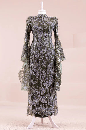 Nouria Tesettür Abiye - FioraofDress - tesettur - abiye - haki - 36 - hijab - evening - dress