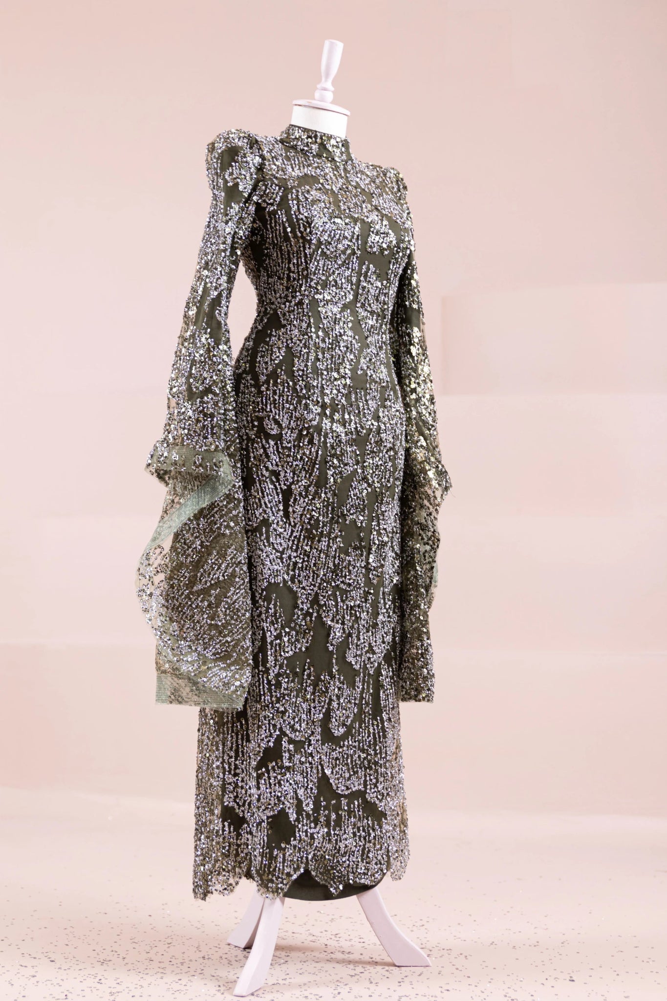 Nouria Tesettür Abiye - FioraofDress - tesettur - abiye - haki - 36 - hijab - evening - dress