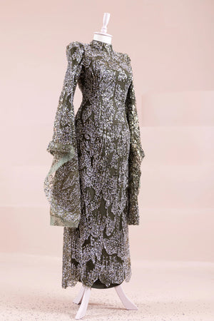 Nouria Tesettür Abiye - FioraofDress - tesettur - abiye - haki - 36 - hijab - evening - dress