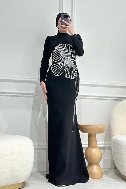 Nursema Tessettür Abiye Siyah - FioraofDress - tesettur - abiye - 38 - SİYAH - hijab - evening - dress