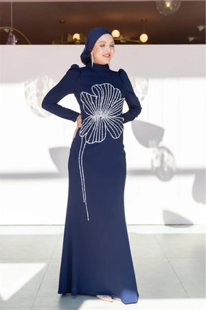Nursema Tessettür Abiye Siyah - FioraofDress - tesettur - abiye - 38 - LACİVERT - hijab - evening - dress