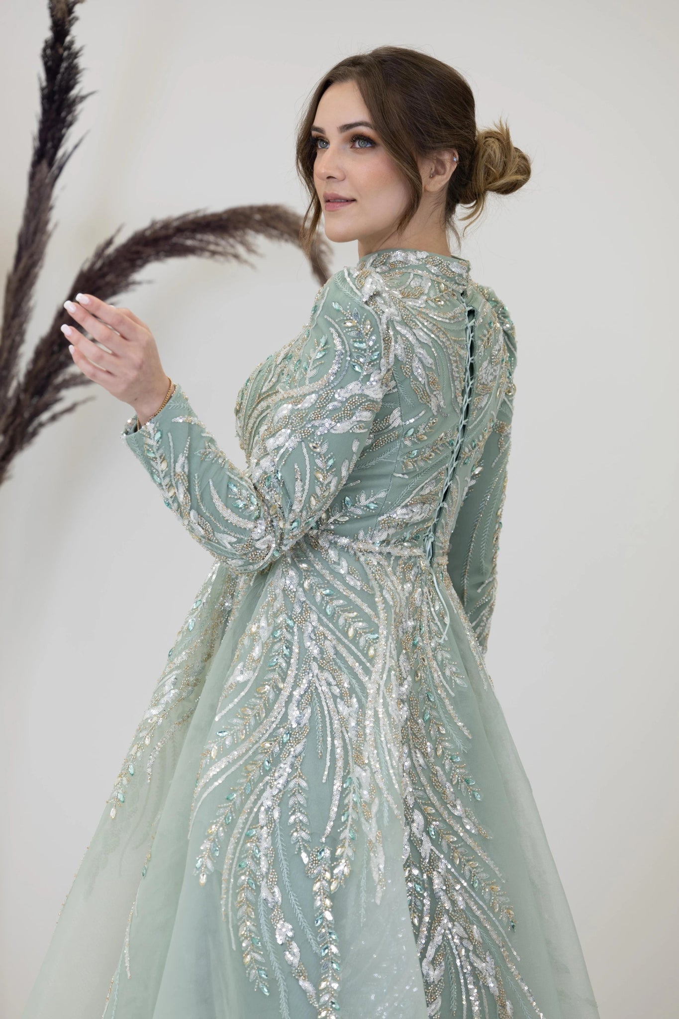 Önü Aplik İşleme Pelerinli Kayra Tesettür Abiye - FioraofDress - tesettur - abiye - çagla - 38 - hijab - evening - dress