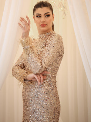 Paris Tesettür Abiye - FioraofDress - tesettur - abiye - 48 - GOLD - hijab - evening - dress