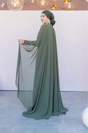 Pelerin Tesettür Abiye - FioraofDress - tesettur - abiye - 40 - HAKİ - hijab - evening - dress