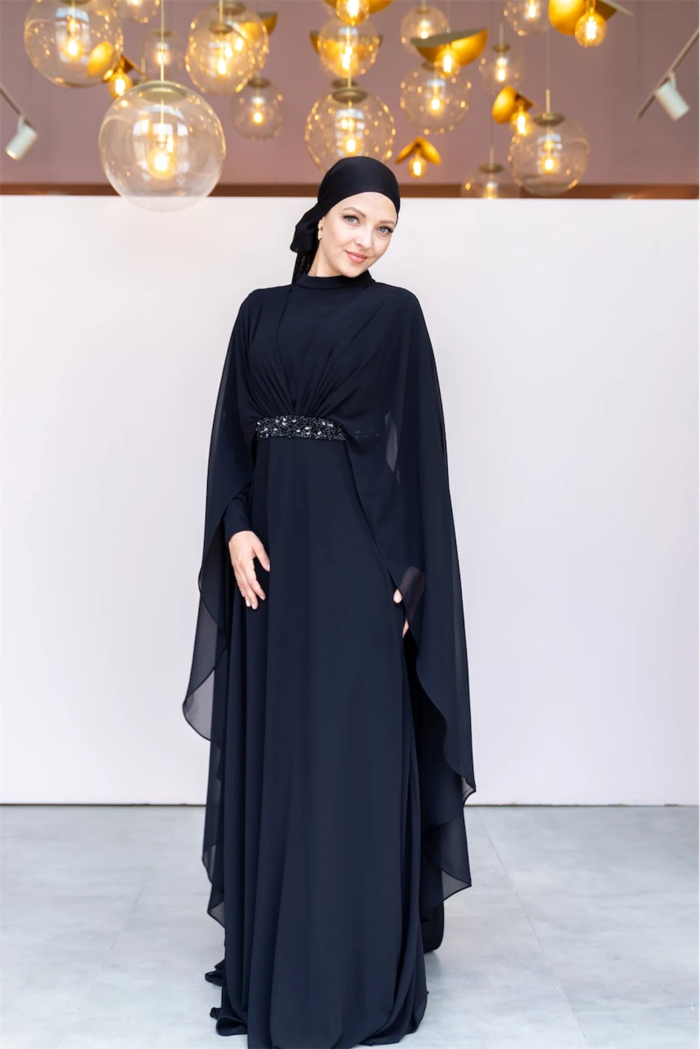 Pelerin Tesettür Abiye - FioraofDress - tesettur - abiye - 40 - SİYAH - hijab - evening - dress