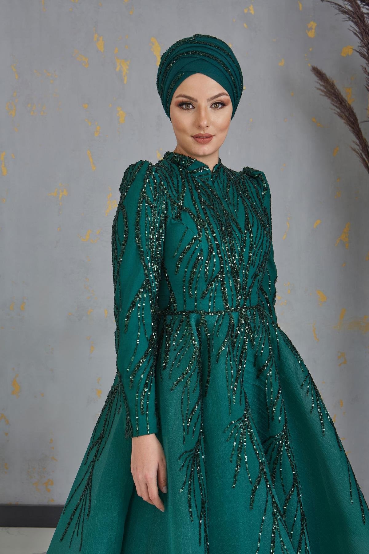 Prenses Tesettür Abiye - FioraofDress - tesettur - abiye - zümrüt - 38 - hijab - evening - dress