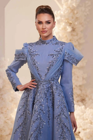 Queen Tesettür Abiye - FioraofDress - tesettur - abiye - indigo - 38 - hijab - evening - dress