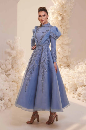 Queen Tesettür Abiye - FioraofDress - tesettur - abiye - indigo - 38 - hijab - evening - dress