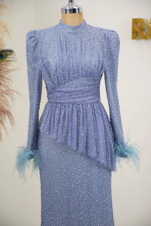 Rachelle Tesettür Abiye - FioraofDress - tesettur - abiye - indigo - 38 - hijab - evening - dress