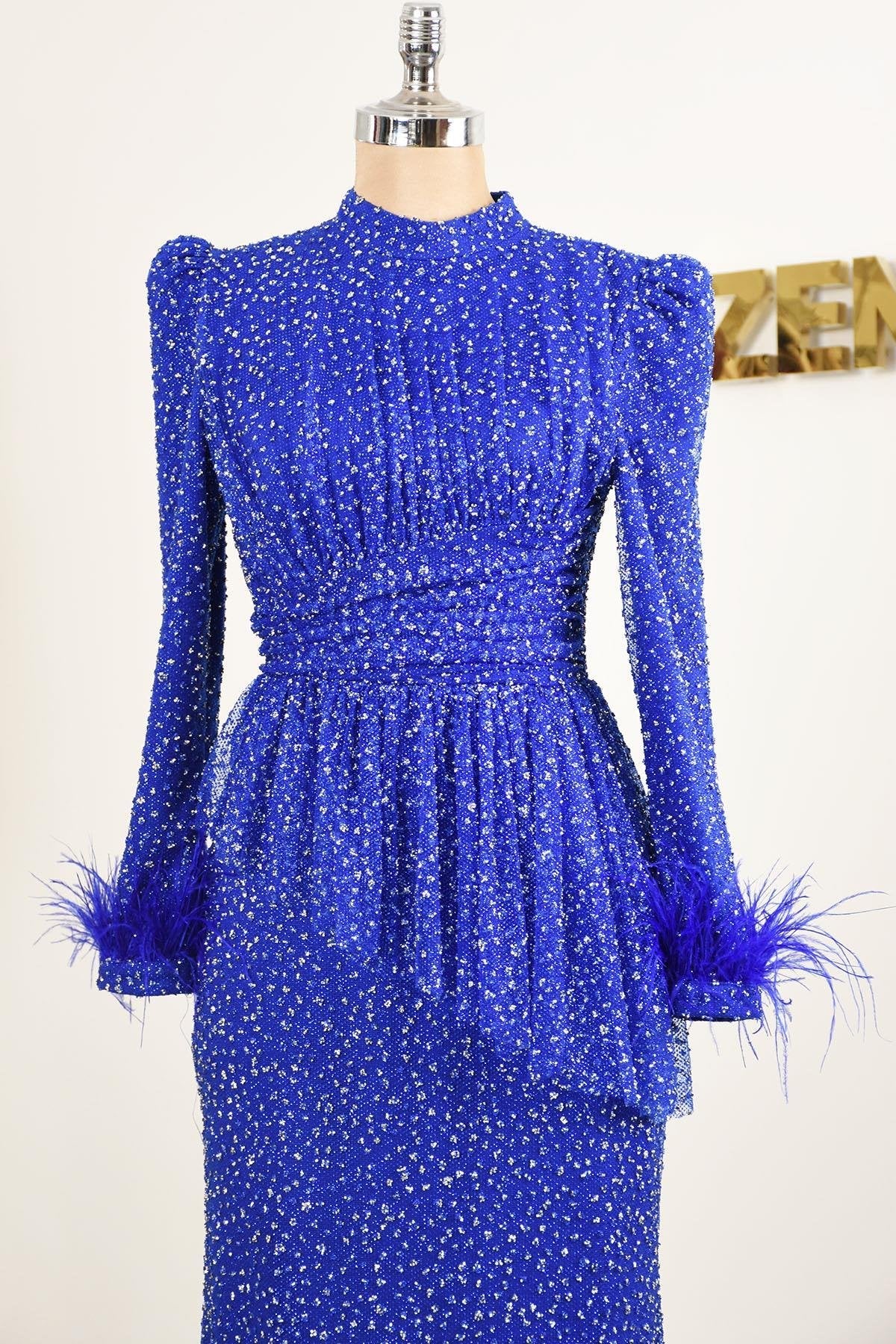 Rachelle Tesettür Abiye - FioraofDress - tesettur - abiye - SAX - 38 - hijab - evening - dress