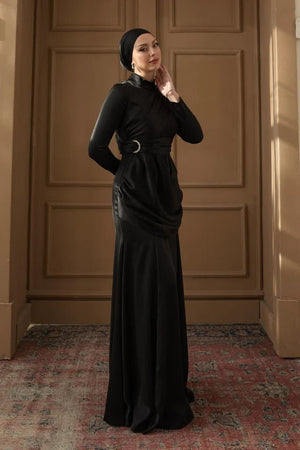 Rana Taşlı Tesettür Abiye - FioraofDress - tesettur - abiye - 36 - Siyahh - hijab - evening - dress