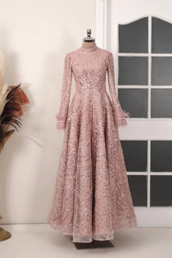 Rosalin Tesettür Abiye - FioraofDress - tesettur - abiye - Pudra - 36 - hijab - evening - dress