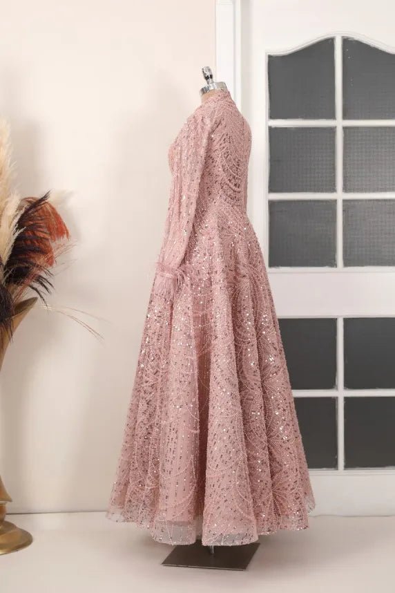 Rosalin Tesettür Abiye - FioraofDress - tesettur - abiye - Pudra - 36 - hijab - evening - dress