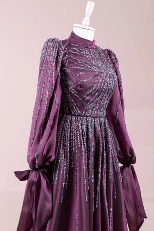 Royale Tesettür Abiye - FioraofDress - tesettur - abiye - Mürdüm - 36 - hijab - evening - dress