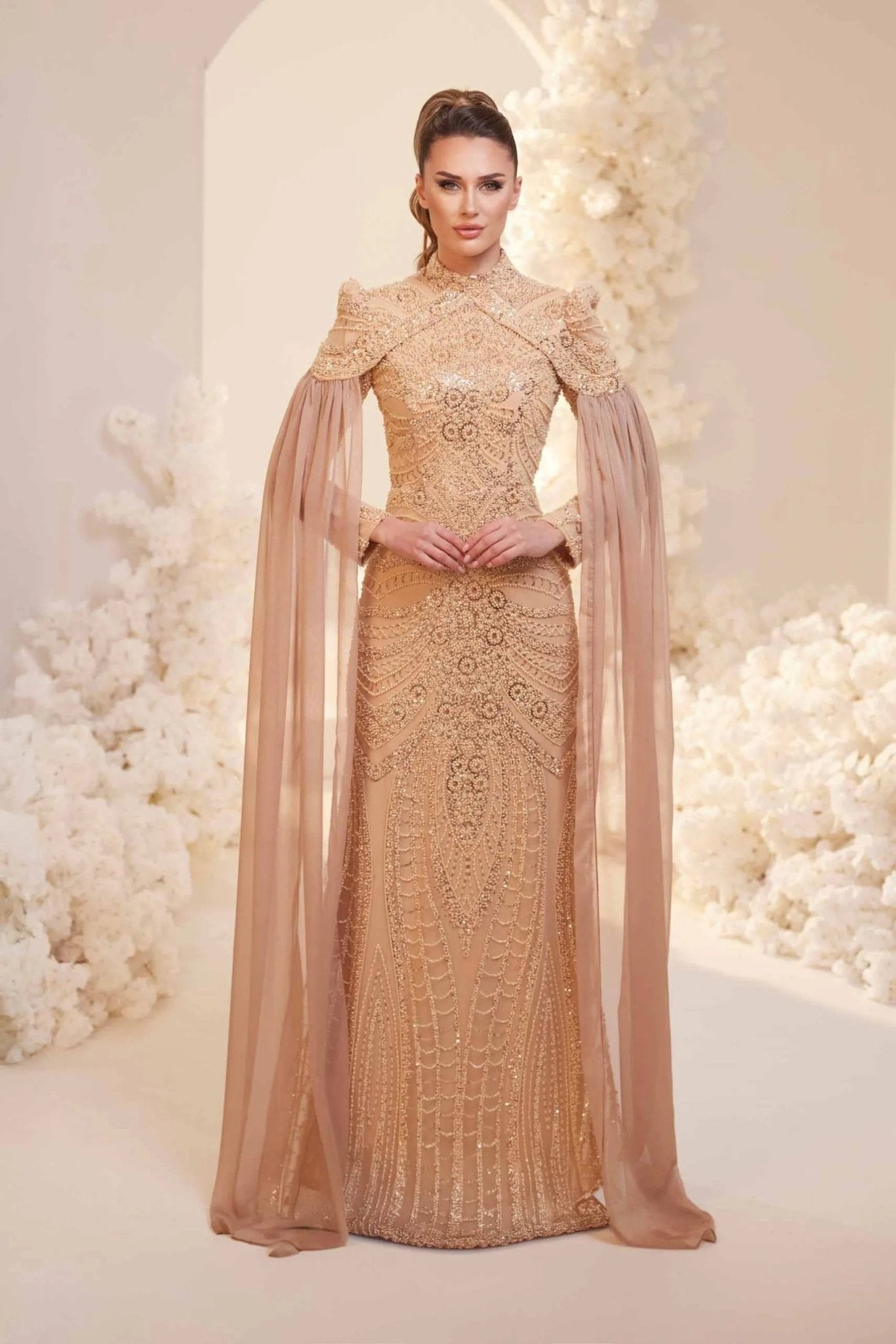 Sabrina Tesettür Abiye - FioraofDress - tesettur - abiye - GOLD - 38 - hijab - evening - dress