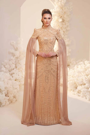 Sabrina Tesettür Abiye - FioraofDress - tesettur - abiye - GOLD - 38 - hijab - evening - dress