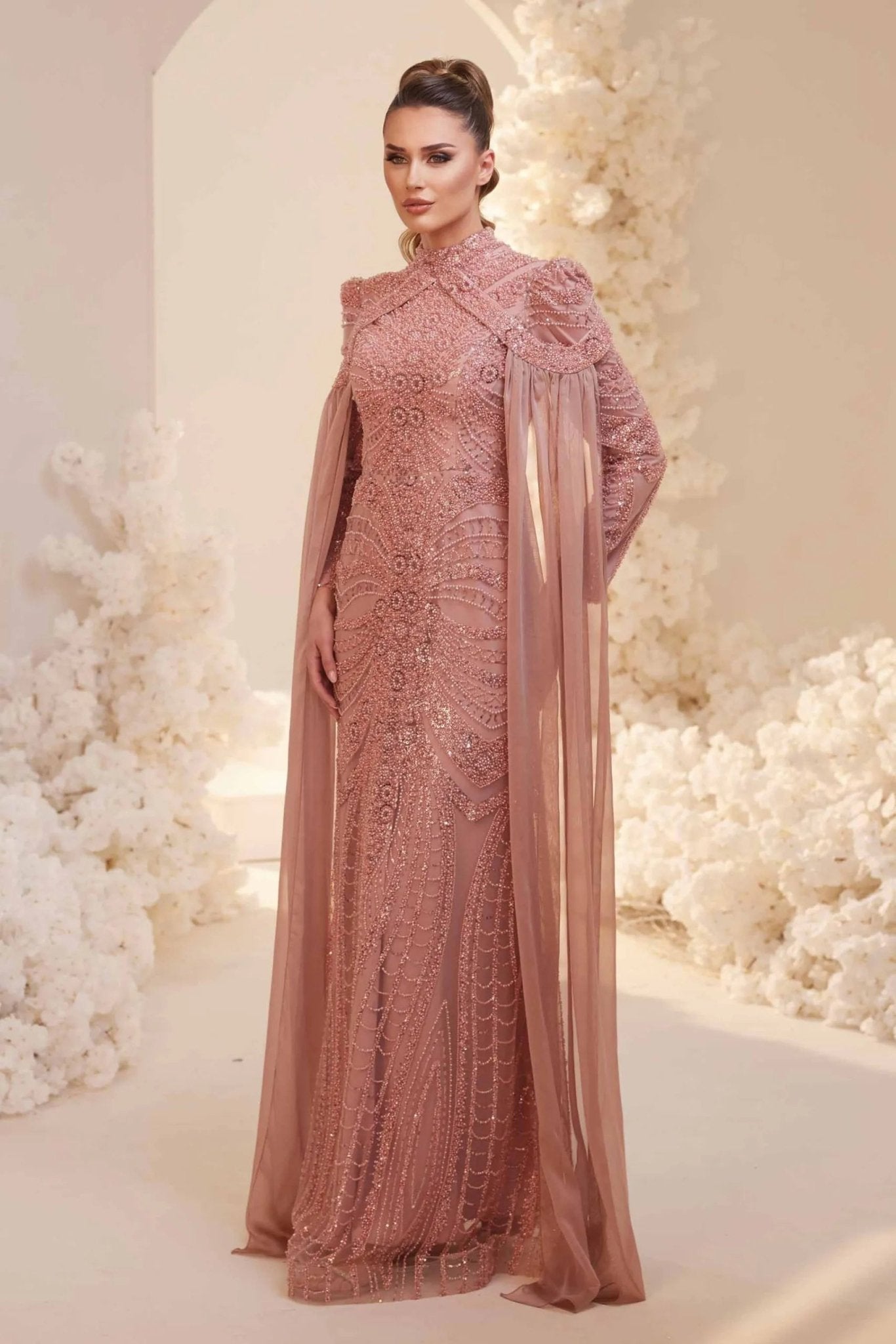 Sabrina Tesettür Abiye - FioraofDress - tesettur - abiye - Gül Kurusu - 38 - hijab - evening - dress