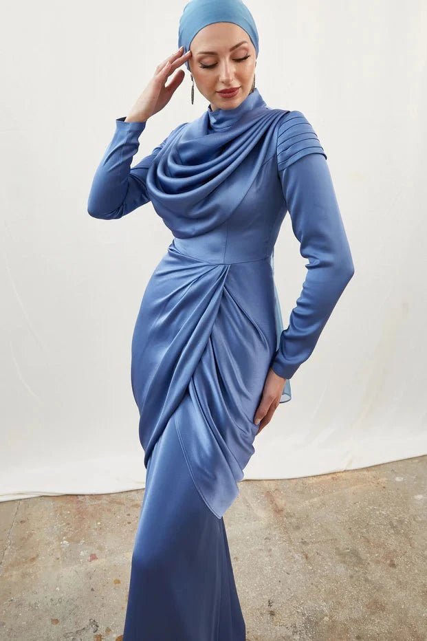 Sanem İndigo Tesettür Abiye - FioraofDress - tesettur - abiye - 44 - indigo - hijab - evening - dress