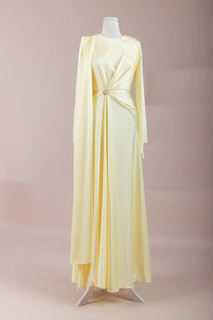 Satenya Tesettür Abiye - FioraofDress - tesettur - abiye - Sarı - 38 - hijab - evening - dress