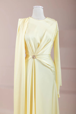 Satenya Tesettür Abiye - FioraofDress - tesettur - abiye - Sarı - 38 - hijab - evening - dress