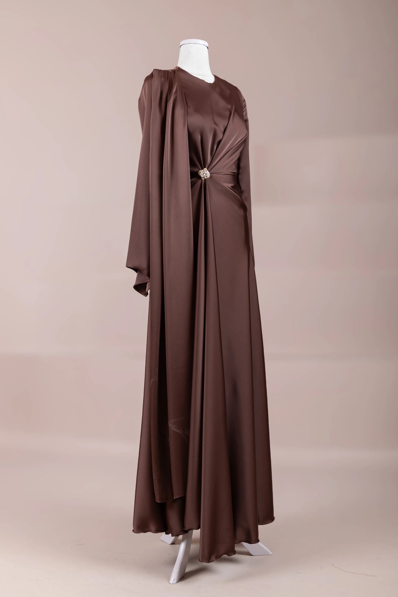 Satenya Tesettür Abiye - FioraofDress - tesettur - abiye - Kahve - 38 - hijab - evening - dress