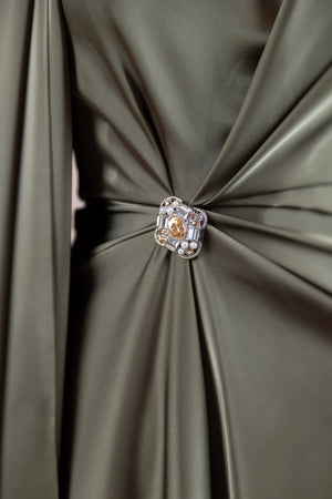 Satenya Tesettür Abiye - FioraofDress - tesettur - abiye - haki - 38 - hijab - evening - dress