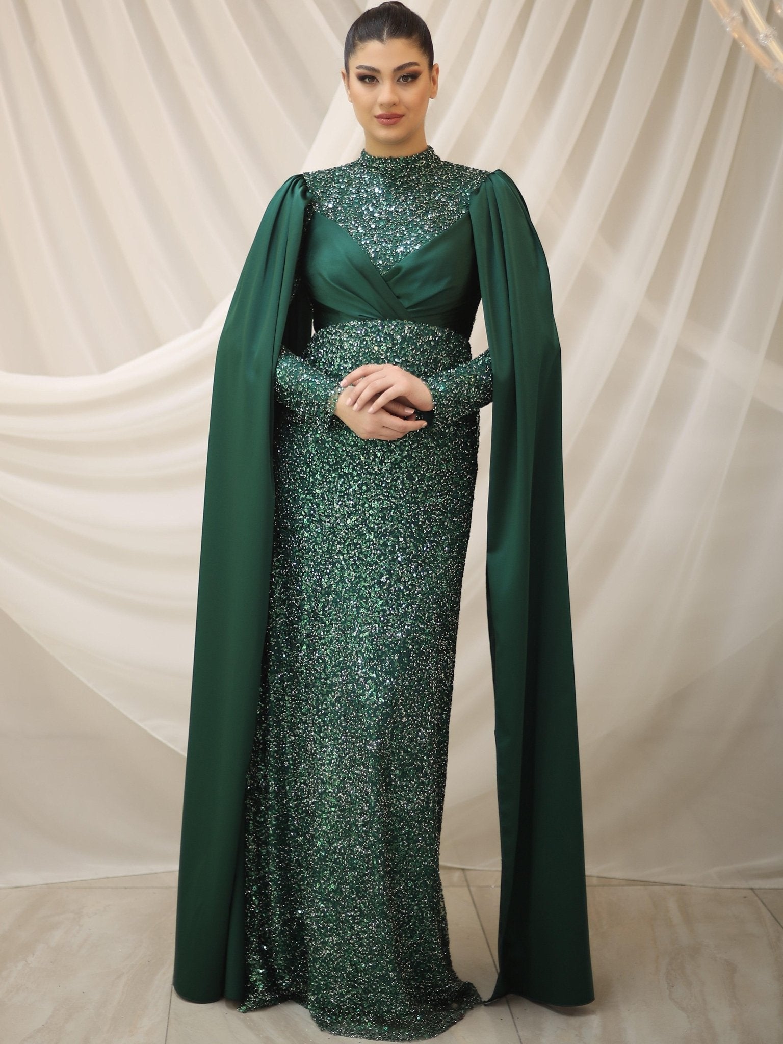 Sedef Tesettür Abiye - FioraofDress - tesettur - abiye - 48 - zümrüt - hijab - evening - dress