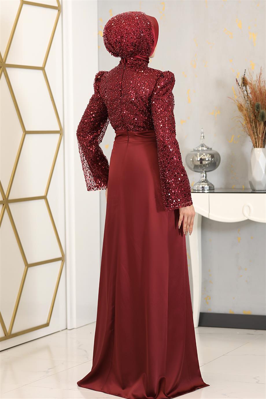 Şehrazat Tesettür Abiye Bordo - FioraofDress - tesettur - abiye - 48 - hijab - evening - dress