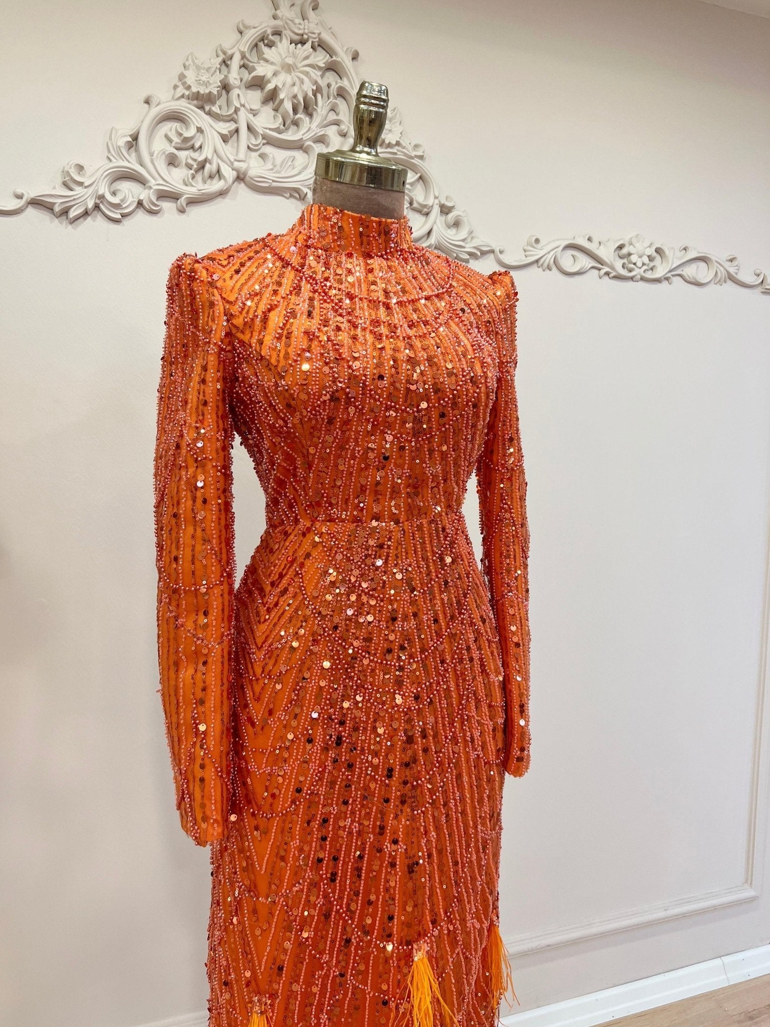 Selena Tesettür Abiye Turuncu - FioraofDress - tesettur - abiye - 48 - hijab - evening - dress